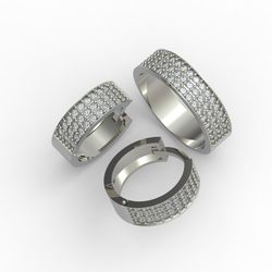 3d Model Of A Jewelry Ring And Round Hoop Earrings For Printing. Engagement Ring And Earrings. 3d Printing