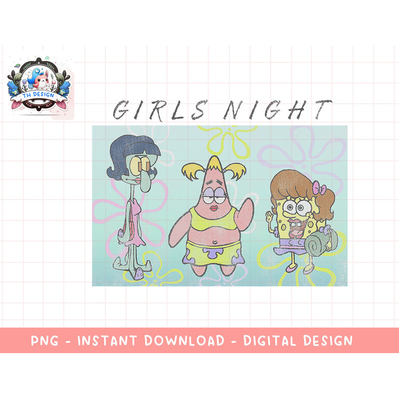 SpongeBob SquarePants Patrick Squidward Girls Night png, sublimation.jpg