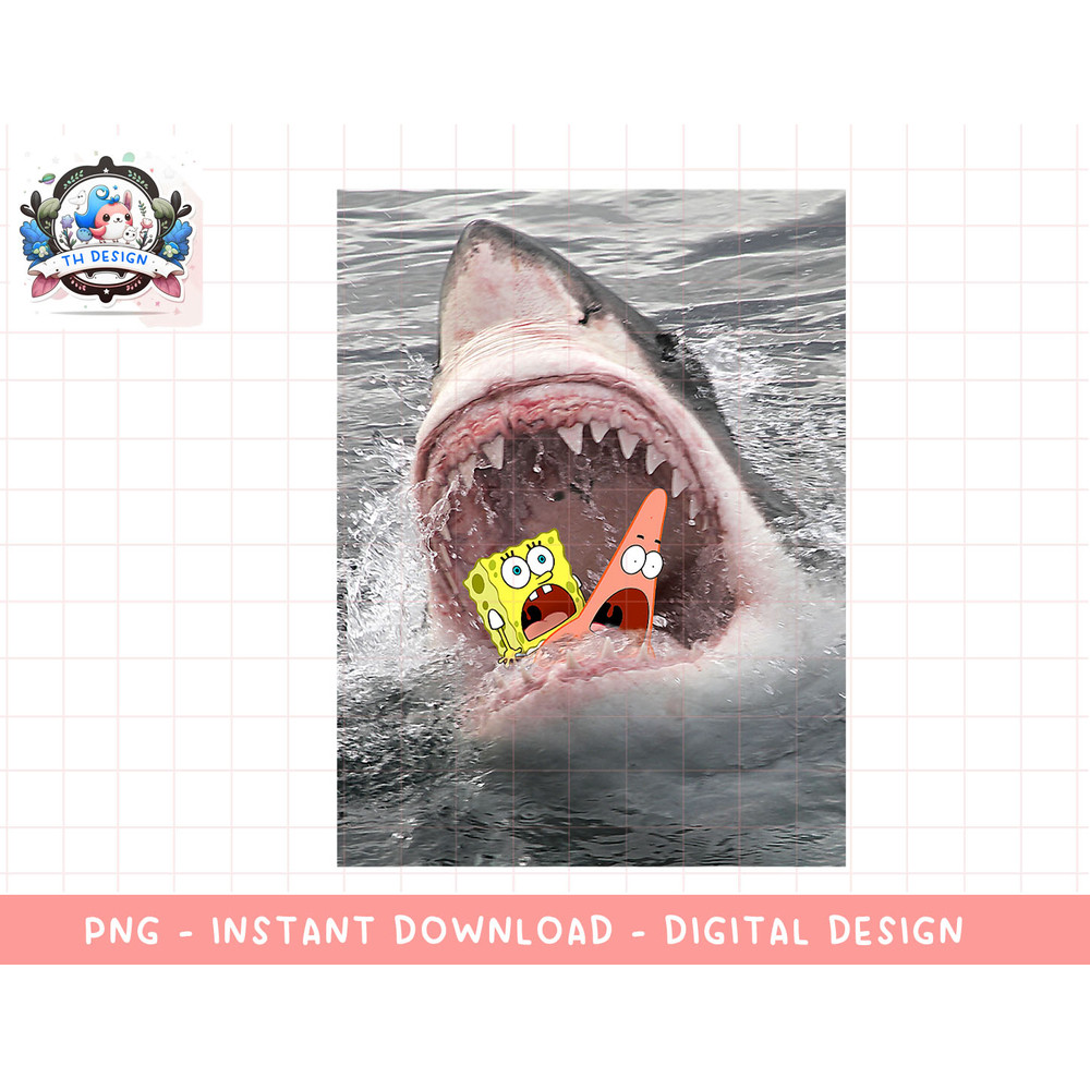 Spongebob SquarePants Shark Attack Humorous png, sublimation.jpg