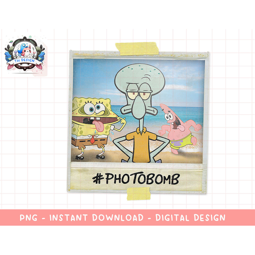 Spongebob SquarePants Squidward Photobomb Polaroid png, sublimation.jpg