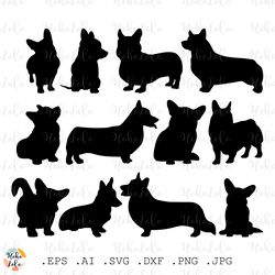 corgi dog svg, corgi dog silhouette, corgi cricut svg, corgi dog clipart png, corgi dog stencil, corgi templates dxf