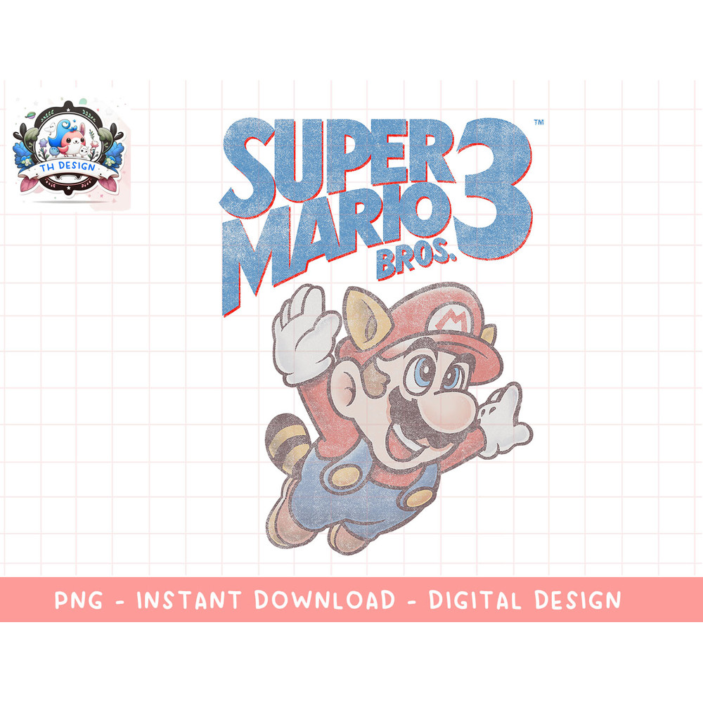 Super Mario 3 Flying Mario Vintage Distressed Poster png, sublimation.jpg
