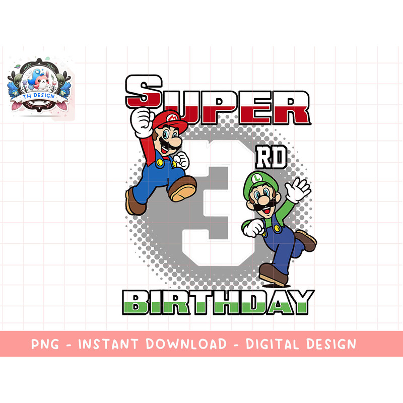 Super Mario And Luigi Super Birthday 3rd Birthday Portrait png, sublimation.jpg