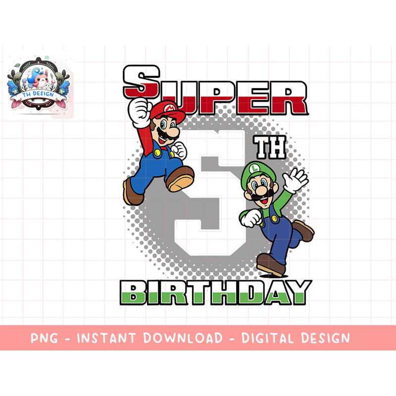 Super Mario And Luigi Super Birthday 5th Birthday Portrait png, sublimation.jpg