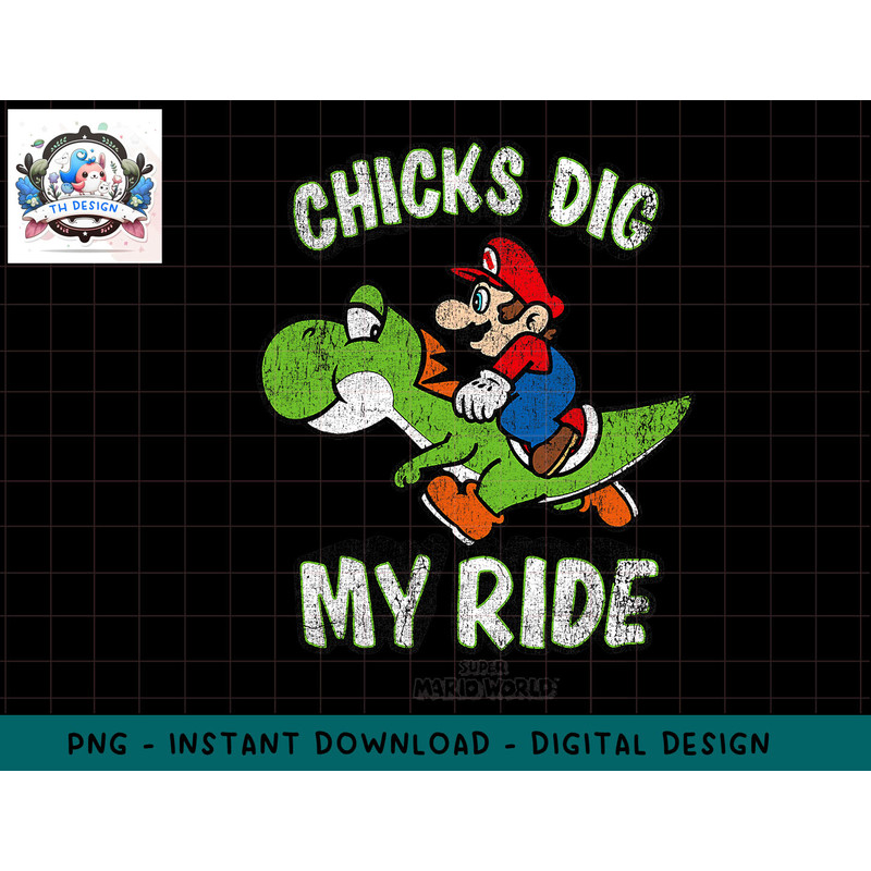 Super Mario And Yoshi Chicks Dig My Ride Portrait png, sublimation.jpg