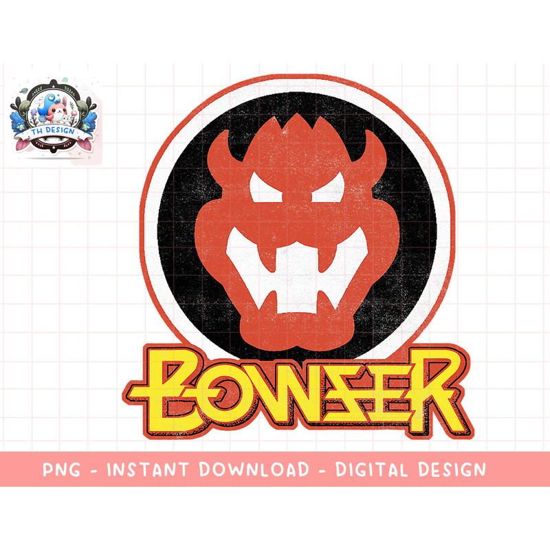 Super Mario Bowser Retro Portrait Graphic T-Shirt png, sublimation.jpg