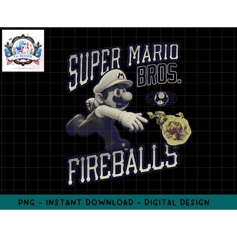 Super Mario Bros. Fireballs Est. 85 png, sublimation.jpg