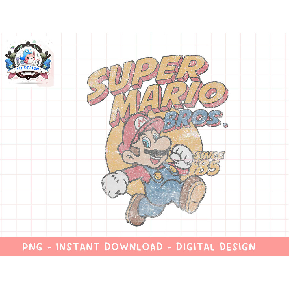 Super Mario Bros. Since 85 Vintage Poster png, sublimation.jpg