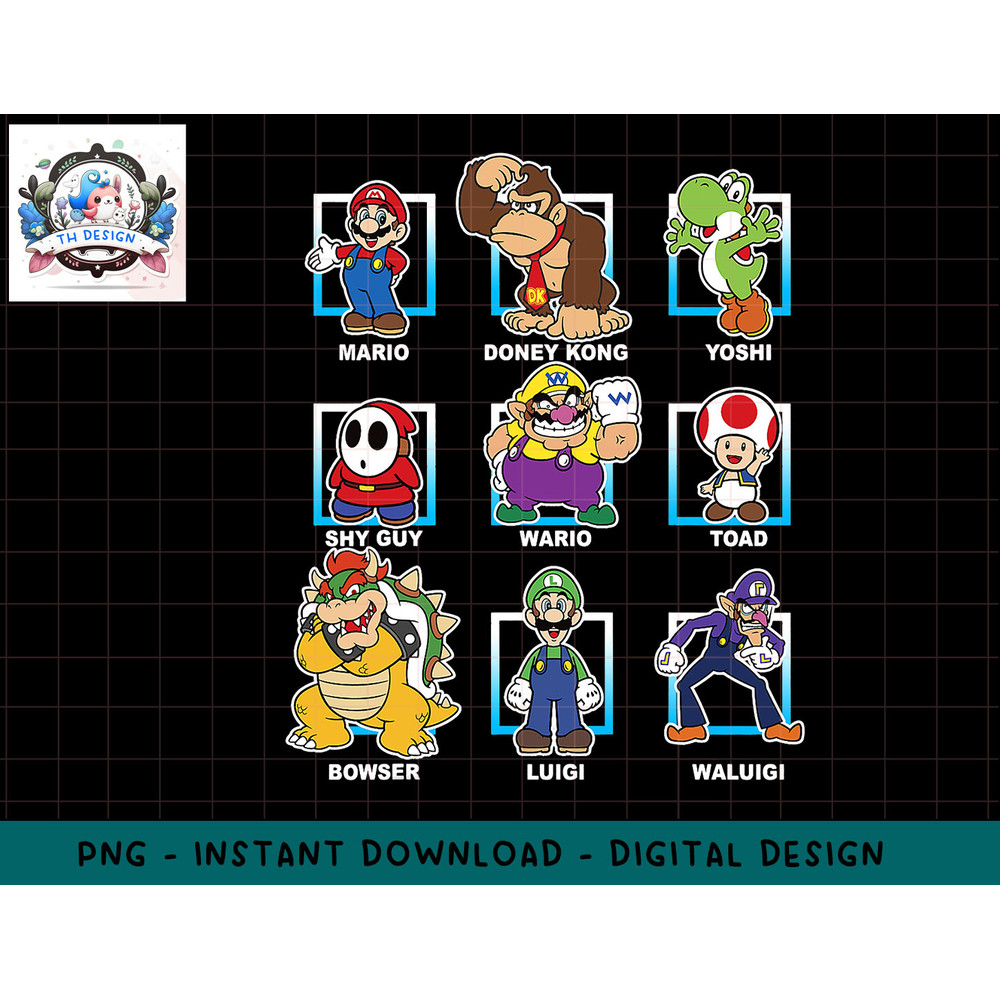 Super Mario Classic Characters Group Shot Graphic T-Shirt png, sublimation.jpg