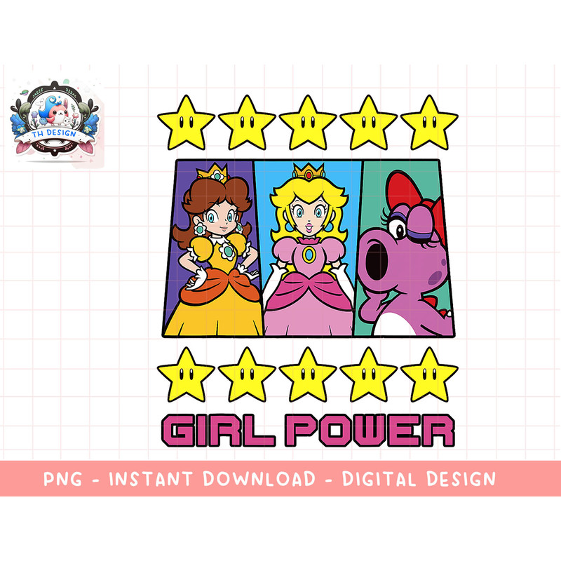Super Mario Daisy Peach Birdo Girl Power Poster png, sublimation.jpg