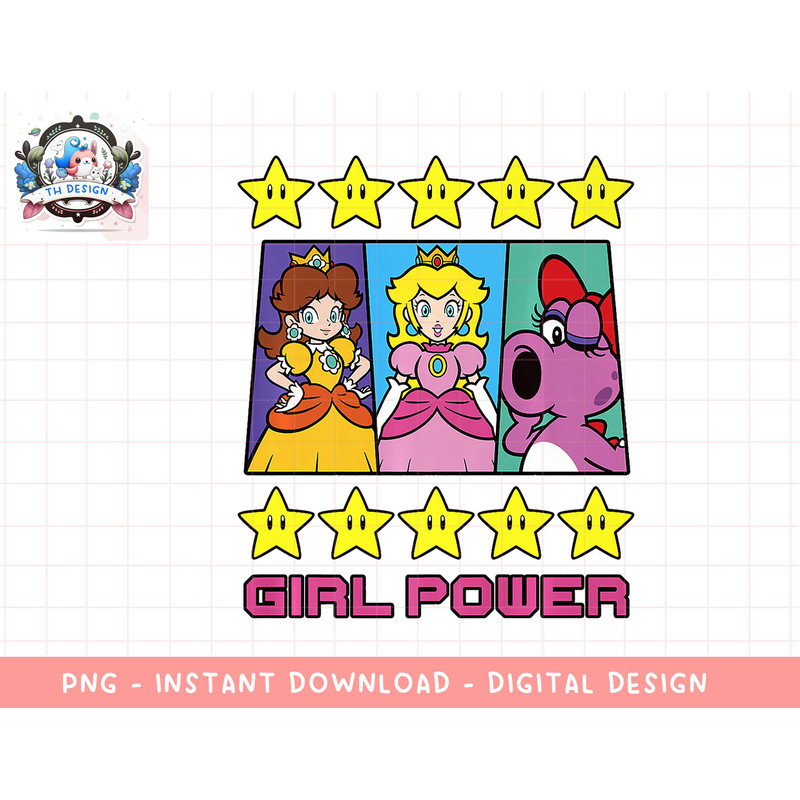 Super Mario Daisy Peach Birdo Girl Power Poster Premium png, sublimation.jpg
