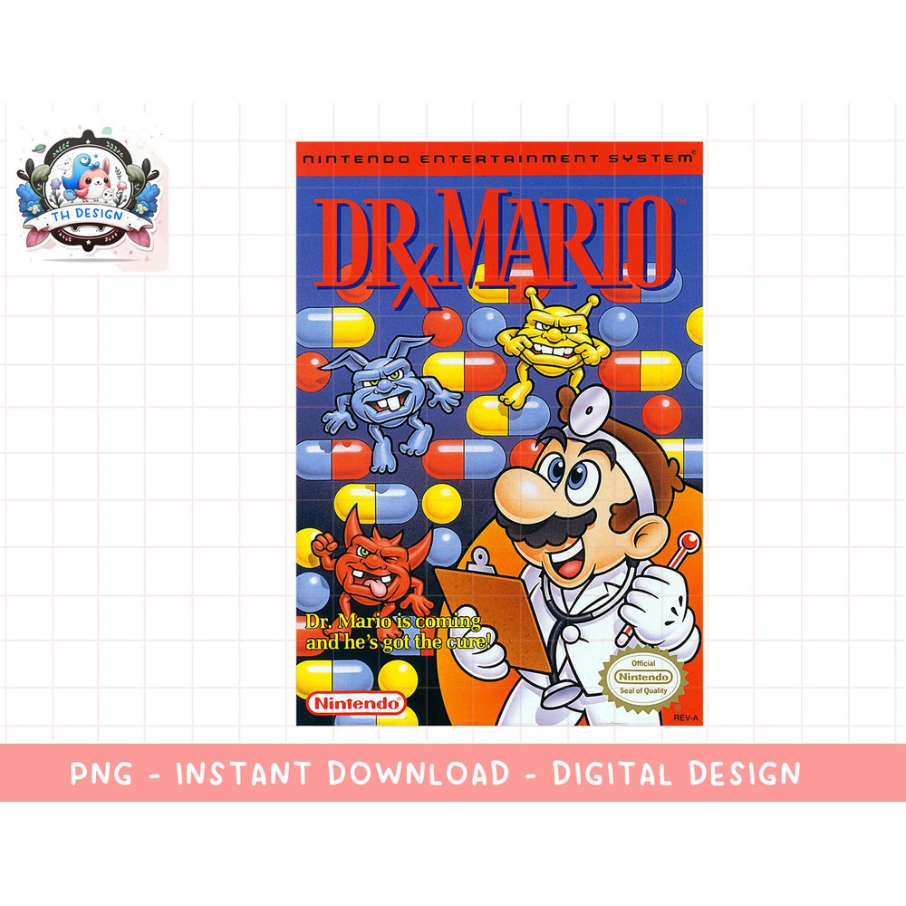 Super Mario Dr Mario Retro NES Game Cover Poster png, sublimation.jpg