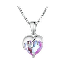 Heart necklace, Sterling silver pendant with glass, Gift for woman, wife, girlfriend. Cude delicate jewelry