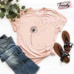 womens dandelion shirt, wildflowers shirt, nature tee, inspirational shirt, yoga shirt, boho windflower shirt,birthday g