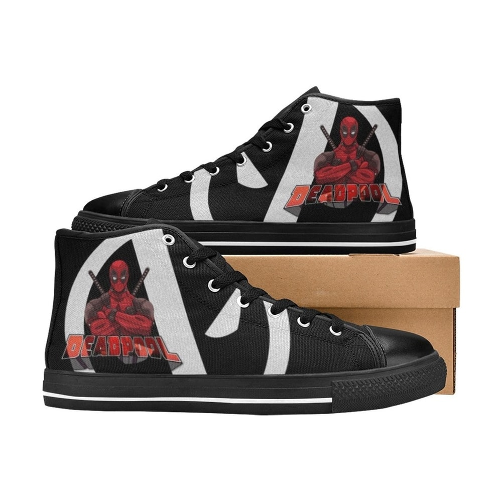 Deadpool High Canvas Shoes for Fan, Women and Men, Deadpool High Canvas Shoes, Deadpool Marvel Sneaker, Deadpool Marvel