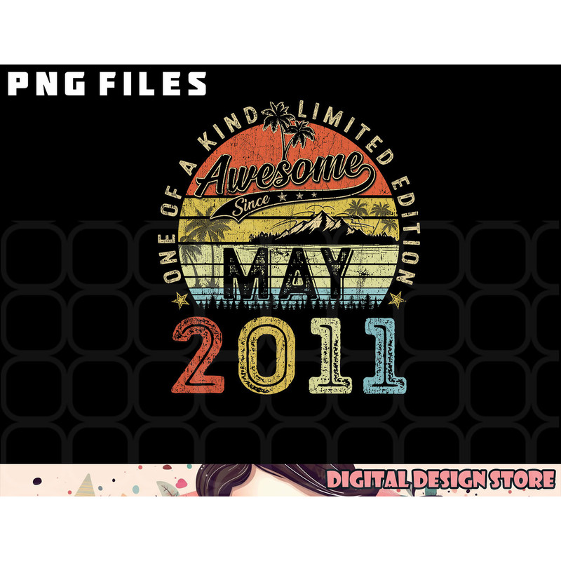 12 Year Old Awesome Since May 2011 12th Birthday png, digital download copy.jpg