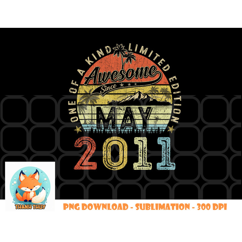 12 Year Old Awesome Since May 2011 12th Birthday png, digital download copy.jpg