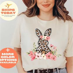 leopard bunny shirt, easter shirt, easter matching shirt, cute easter bunny shirt, leopard easter bunny shirt for woman,