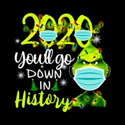 christmas 2020 grinch png, you'll go down in history, mask wearing grinch, funny grinch design, ch, silhouette svg files