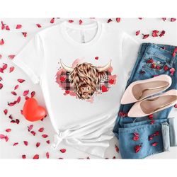 highland cow valentines day shirt, cow valentines day shirt,love shirt, cute valentine shirt,valentines day gift,valenti