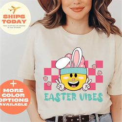 easter vibes shirt, easter shirt, bunny shirt, rabbit shirt, easter gift, easter tshirt, family shirt, retro easter bunn