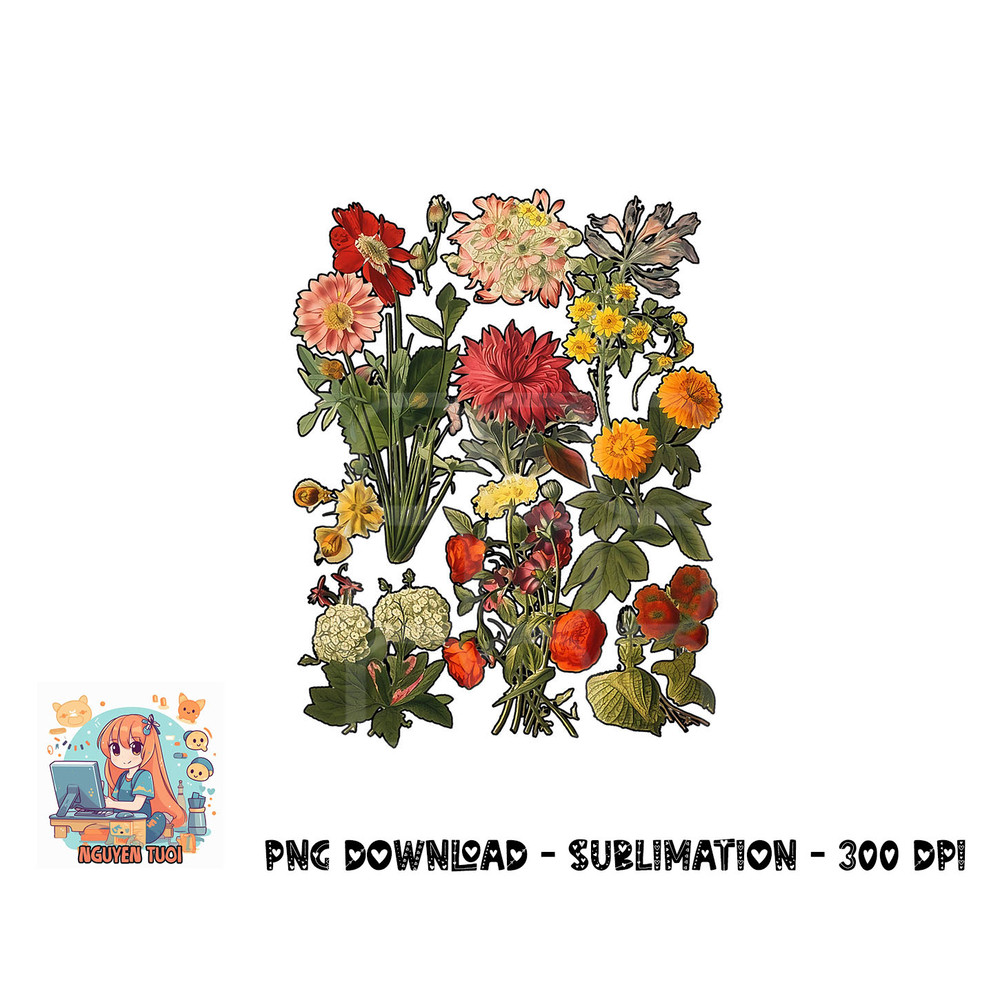 Aesthetic Cottagecore Vintage Flowers Botanical png, digital download copy.jpg