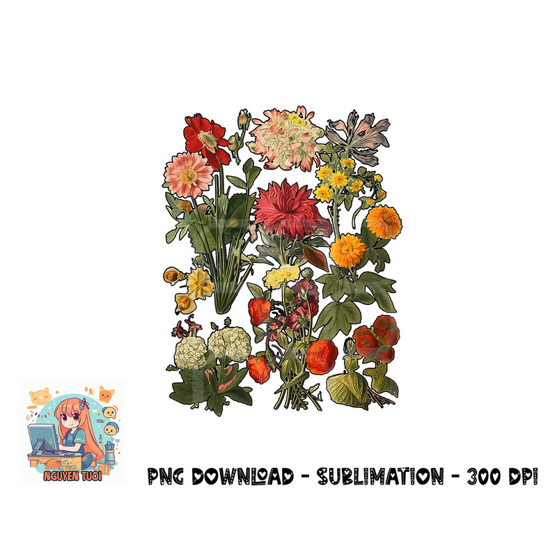 Aesthetic Cottagecore Vintage Flowers Botanical png, digital download copy.jpg