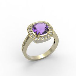 3d model of a jewelry ring with a large gemstone for printing. engagement ring. 3d printing