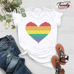 pride heart shirt, lgbtq support tee, rainbow heart t-shirt, lgbt heart, rainbow shirt, pride rainbow t-shirt, rainbow l