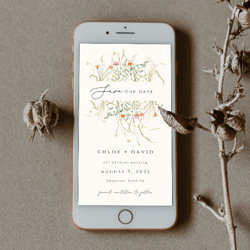 Wildflower Save the Date Text Invitation, Electronic Save The Date Template, Text Message Save The Date Evite Digital