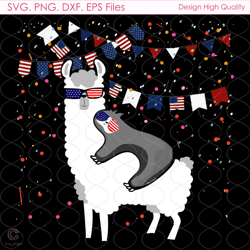 sloth riding llama american flag svg, 4th of july svg, sloth svg, llama svg, pat