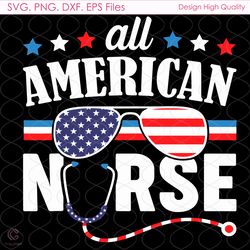 all american nurse svg, fourth of july svg, american svg, nurse svg, american fl