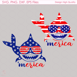 shark america svg, 4th of july, american flag svg, america svg, liberty svg, ind