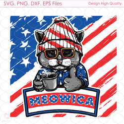 cat 4th of july meowica svg, american flag svg, america svg, liberty svg, indepe