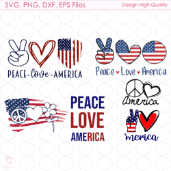 peace love america bundle svg, 4th of july, american svg, american flag svg, 4th