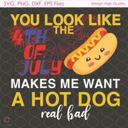 you look like 4th of july makes me want a hot dog svg, independence svg, 4th of