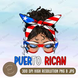 proud puerto rican latina messy bun png sublimation design download,puerto rican woman png, latina messy bun png