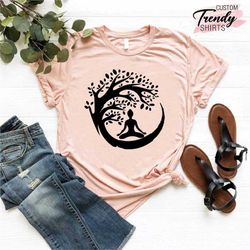buddhist shirt, buddha tree, buddha yoga t-shirt, namaste shirt, meditation shirt, buddha floral tee, spiritual shirt, w