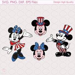 mickey minnie america svg, 4th of july svg, mickey svg, minnie svg, 4th of july,