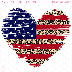 american flag leopard heart svg, 4th of july, america svg, american flag, libert