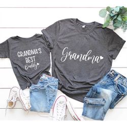 Grandma Grandson Granddaughter Matching Shirts, Matching Family Tee, Baby Announcement Gift Shirt, Gift for Grandmother,