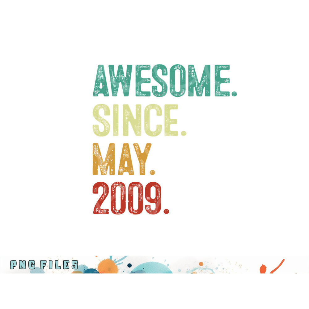 14 Years Old Awesome Since May 2009 14th Birthday png, digital download copy.jpg
