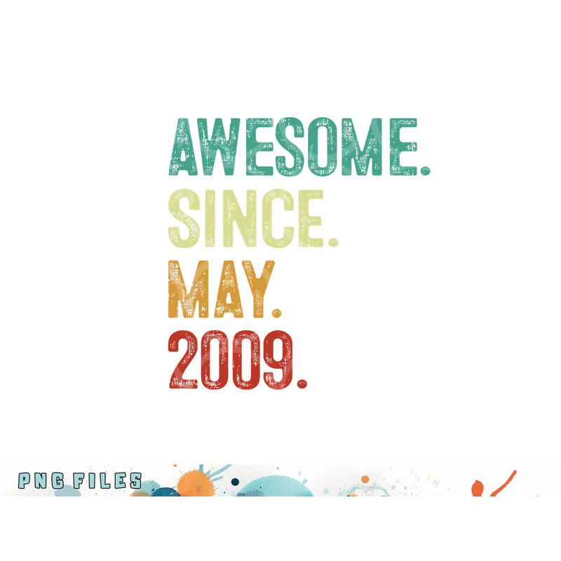 14 Years Old Awesome Since May 2009 14th Birthday png, digital download copy.jpg