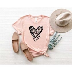 leopard love heart shirt, leopard print heart shirt, leopard heart tee, leopard heart women, women love shirt, leopard l