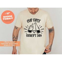 our first fathers day shirts,custom daddy and baby shirt,gift for fathers day shirt,matching father and kid shirt,person
