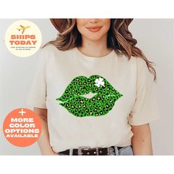 lucky lip kiss shirt, shamrock shirt, shamrock lip shirt, st patrick's day gift, st patricks day shirt, irish women tee,