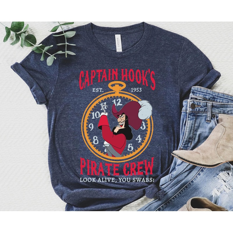 Retro Captain Hook Pirate Crew Est 1953 Shirt Peter Pan Disney Villains T-shirt Walt Disney World Shirt Disneyland Trip Outfits - 2.jpg
