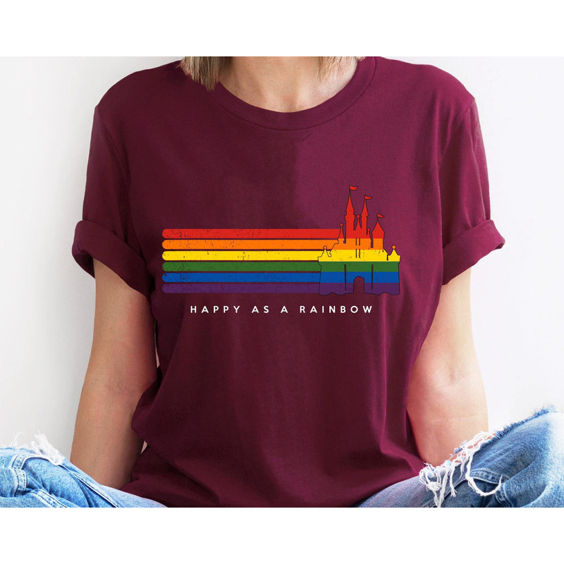 Retro Disney LGBT Pride Fantasyland Castle Shirt Happy As A Rainbow Tee Disney Pride Month T-shirt Queer Gay Lesbian Pride Outfits - 2.jpg