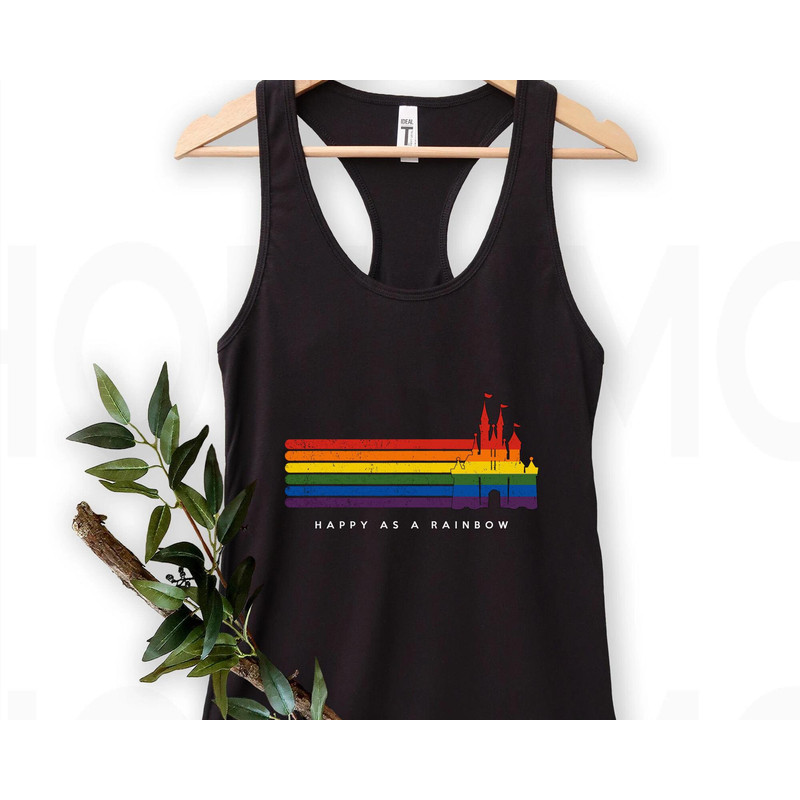 Retro Disney LGBT Pride Fantasyland Castle Shirt Happy As A Rainbow Tee Disney Pride Month T-shirt Queer Gay Lesbian Pride Outfits - 3.jpg