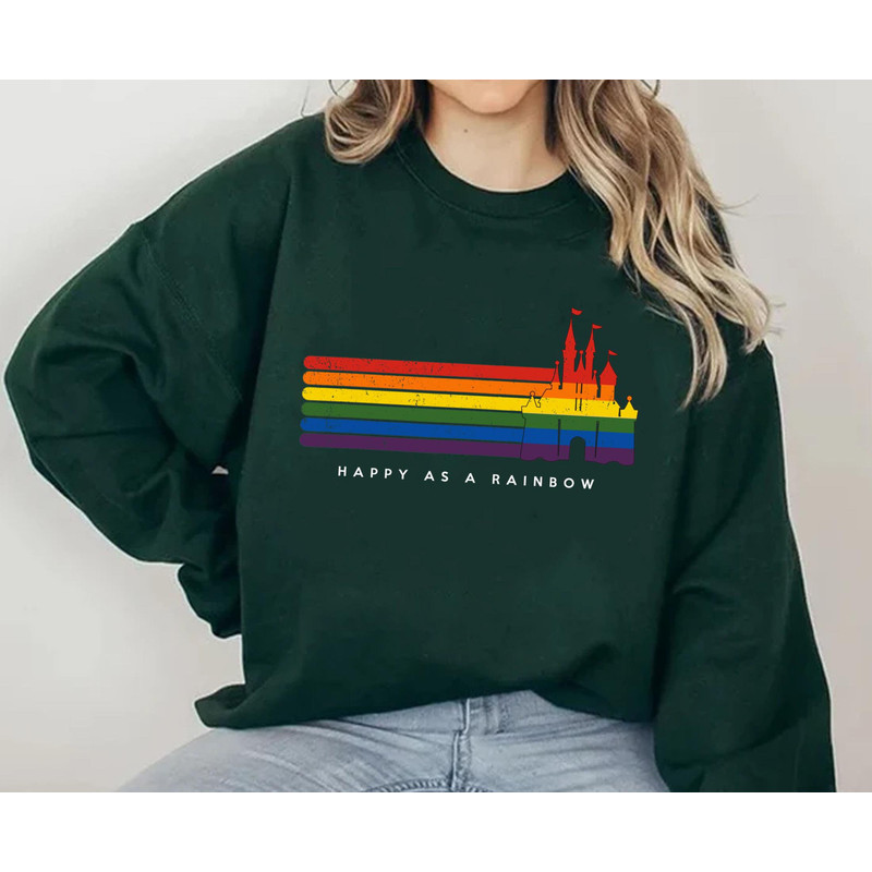 Retro Disney LGBT Pride Fantasyland Castle Shirt Happy As A Rainbow Tee Disney Pride Month T-shirt Queer Gay Lesbian Pride Outfits - 4.jpg